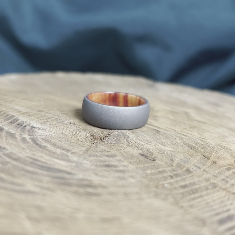 Exotic Wood & Sandblasted Titanium Wedding Band