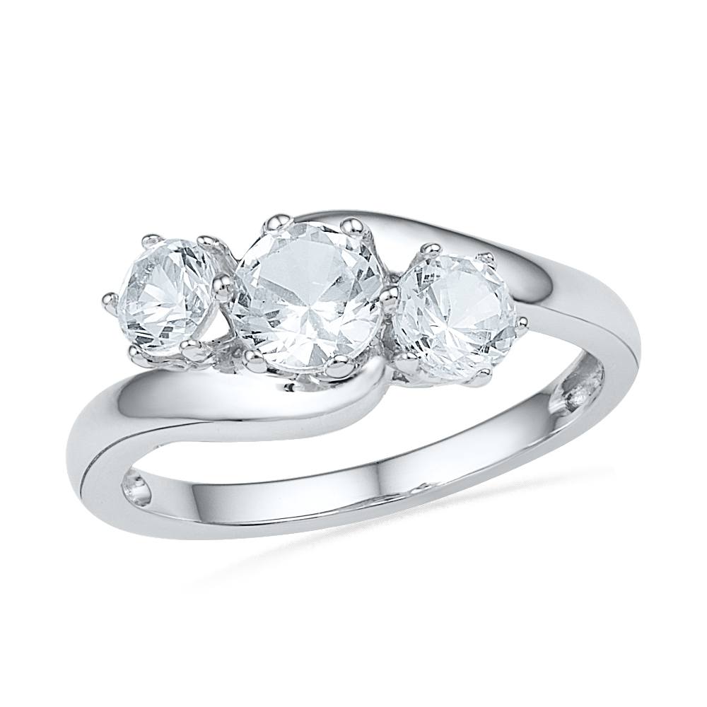10K White Gold Three Stone Diamond Engagement Ring-SHRT101043-10K - Jewelry by Johan