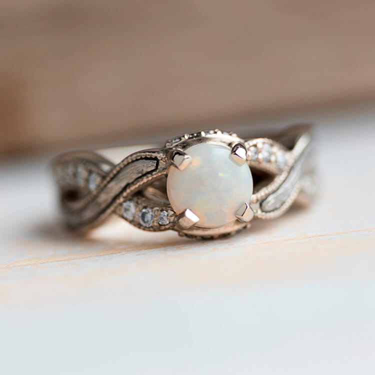 Opal Engagement Ring with Twist Band Jewelry By Johan