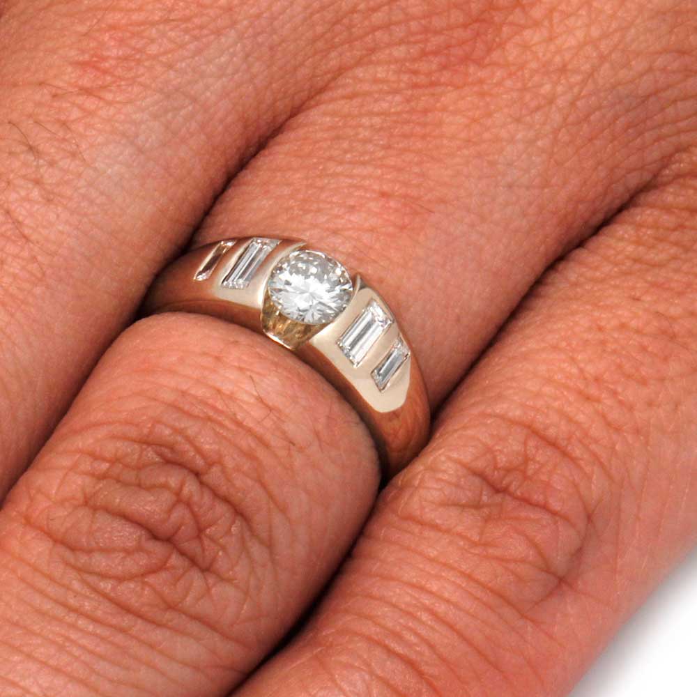 Moissanite and Diamond Engagement Ring in White Gold-3211 - Jewelry by Johan