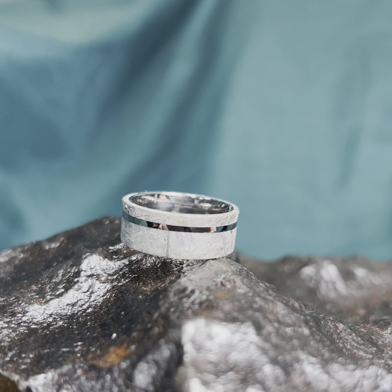 Tungsten Wedding Band with Gibeon Meteorite