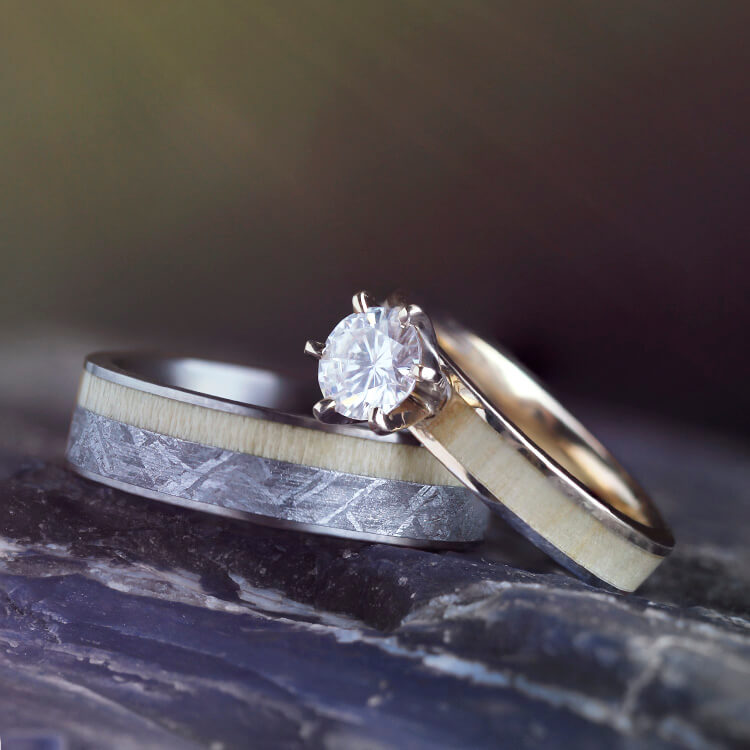 Aspen Wood Wedding Ring Set