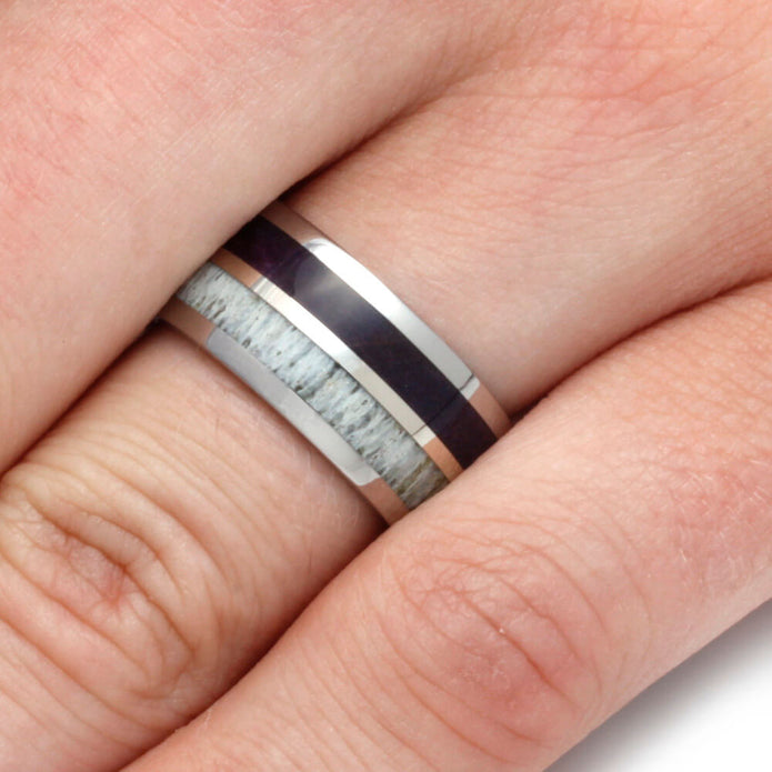 Purple Wood And Antler Wedding Band-2352 - Jewelry by Johan
