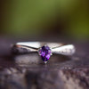 Purple Amethyst Engagement Ring With Gibeon Meteorite In Sterling Silver-2708 - Jewelry by Johan