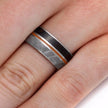 Titanium Ring With Dinosaur Bone, Meteorite & Orange Enamel-2122 - Jewelry by Johan
