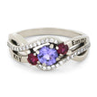 Tanzanite Engagement Ring With Ruby And Diamond Accents, White Gold-2308 - Jewelry by Johan