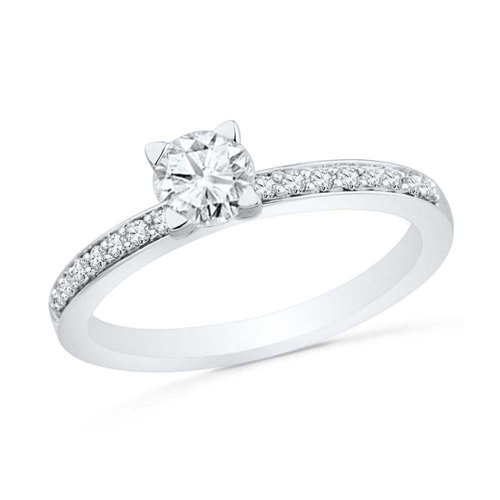 Classic Engagement Ring in 10K White Gold-SHRE027462-10K - Jewelry by Johan
