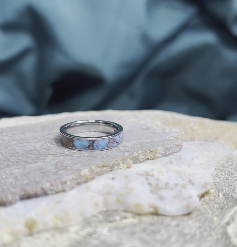 Lava Mosaic Turquoise Ring in Titanium