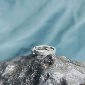 Gemstone Wedding Ring Set, Rough Aquamarine Engagement Ring With Opal Wedding Band
