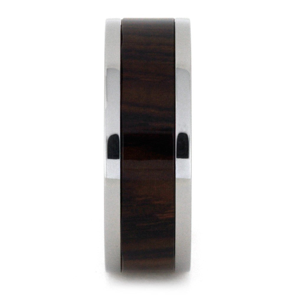 Wood Wedding Band, Titanium Ring with Cocobolo Wood Inlay-3259 - Jewelry by Johan