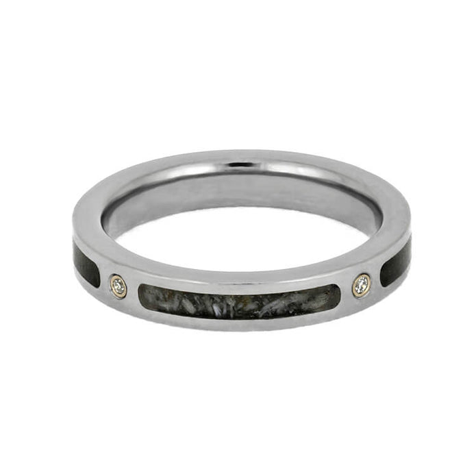 Diamond Women's Wedding Band With Deer Antler And Dinosaur Bone-3687 - Jewelry by Johan