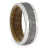Whiskey Oak Wood And Meteorite Band In Platinum