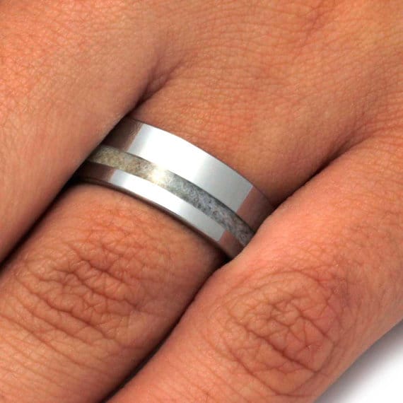 Tungsten Men's Wedding Band With Deer Antler Inlay-3209 - Jewelry by Johan