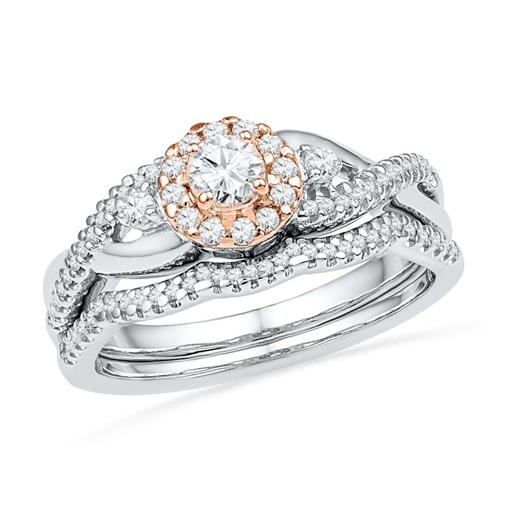 Sterling Silver Round Diamond Engagement Ring Set-SHRB018346-SS - Jewelry by Johan