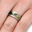 Titanium Wedding Band with Green Box Elder Burl-2242 - Jewelry by Johan