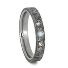 Meteorite Wedding Band With Aquamarine And Opal Gemstones, Size 11-RS9179 - Jewelry by Johan