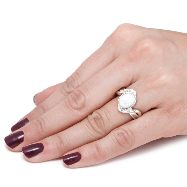 Opal Engagement Ring With Meteorite And Diamond Accents-2543 - Jewelry by Johan