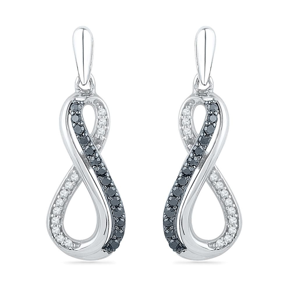 Black & White Diamond Infinity Dangle Earrings-SHEF073379EAWBW - Jewelry by Johan