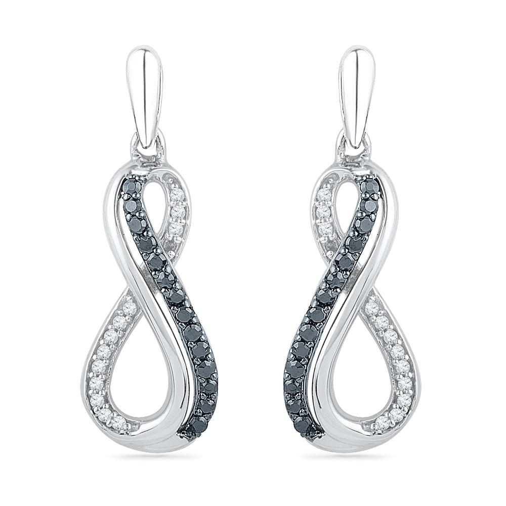 Black & White Diamond Infinity Dangle Earrings