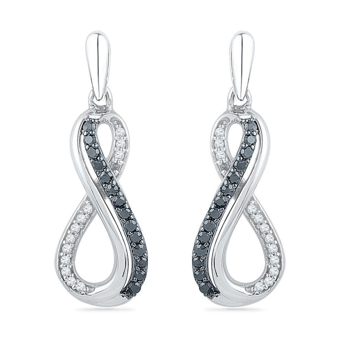Black & White Diamond Infinity Dangle Earrings