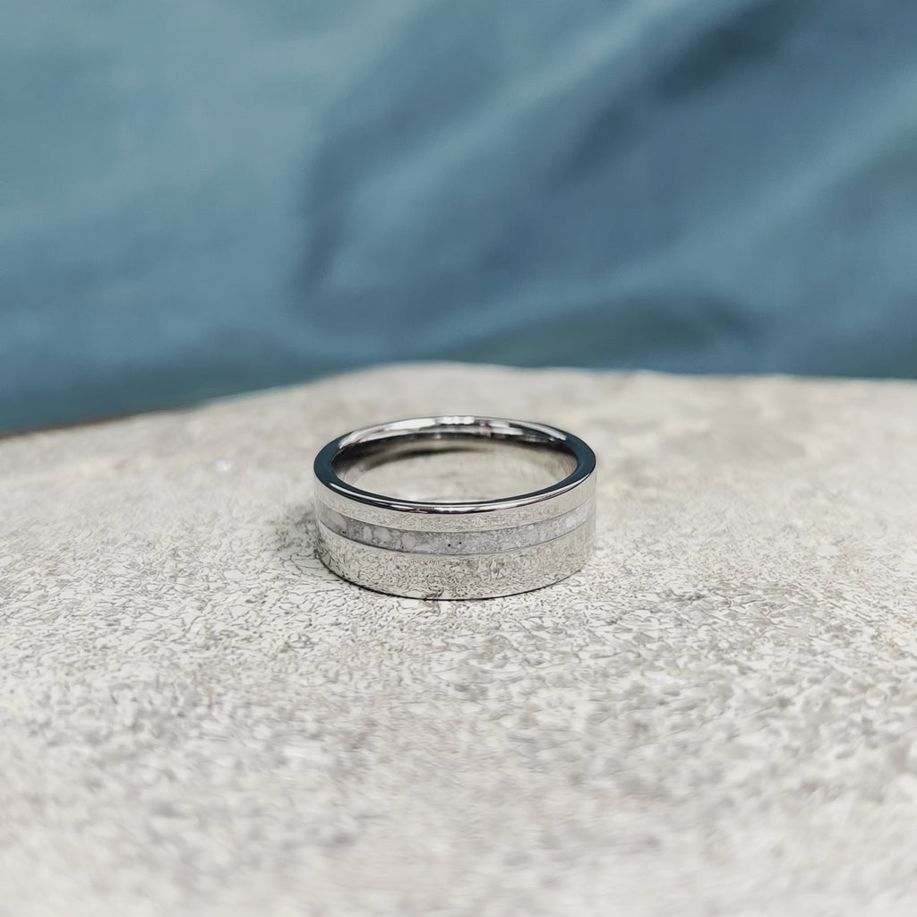 Simple Memorial Ring, Titanium Band With Ashes Inlaid