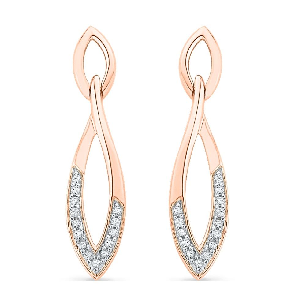 Diamond Hoop Earrings InPink Gold-SHEF010144 - Jewelry by Johan