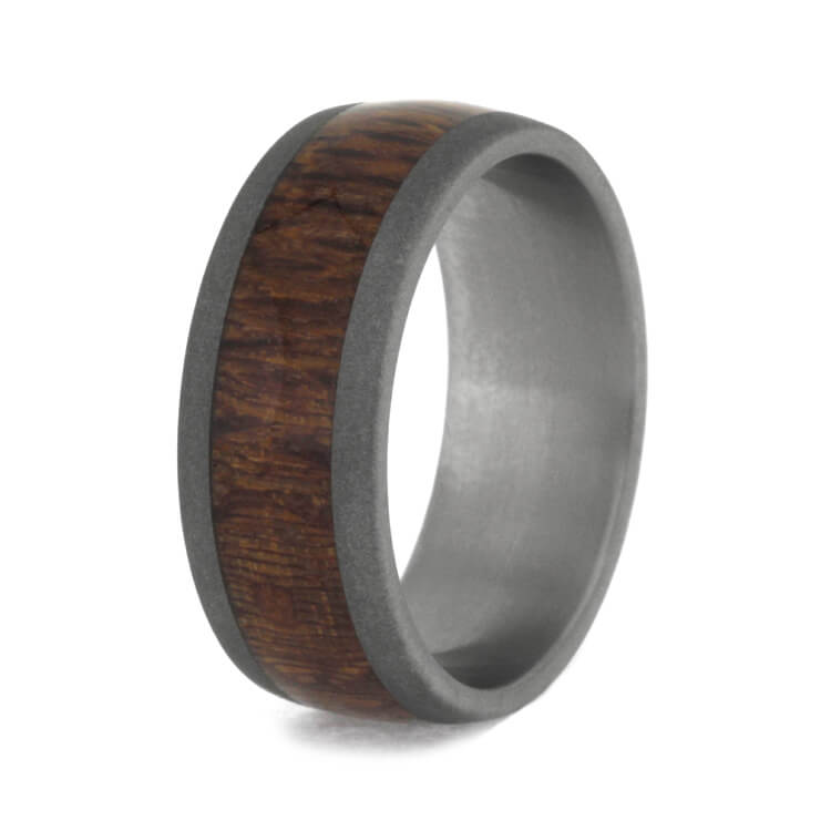 Leopard Wood Wedding Band, Sandblasted Titanium Ring-3702 - Jewelry by Johan