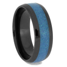 Round Black Zirconium Ring with Crushed Blue Opal