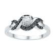 White and Black Diamond Engagement Ring in Sterling Silver-SHRP073254CAWBW-SS - Jewelry by Johan