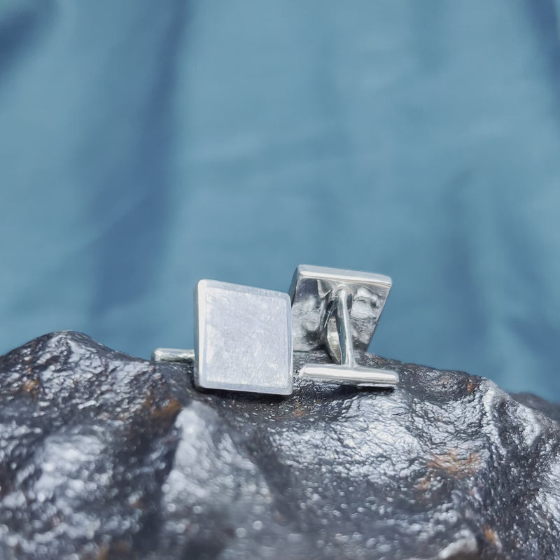 Square Meteorite Cuff Links