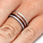 White Gold Wedding Band With Damascus And Wood-2144 - Jewelry by Johan