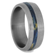 Blue Box Elder Wood Wedding Band With Brushed Titanium-4233 - Jewelry by Johan