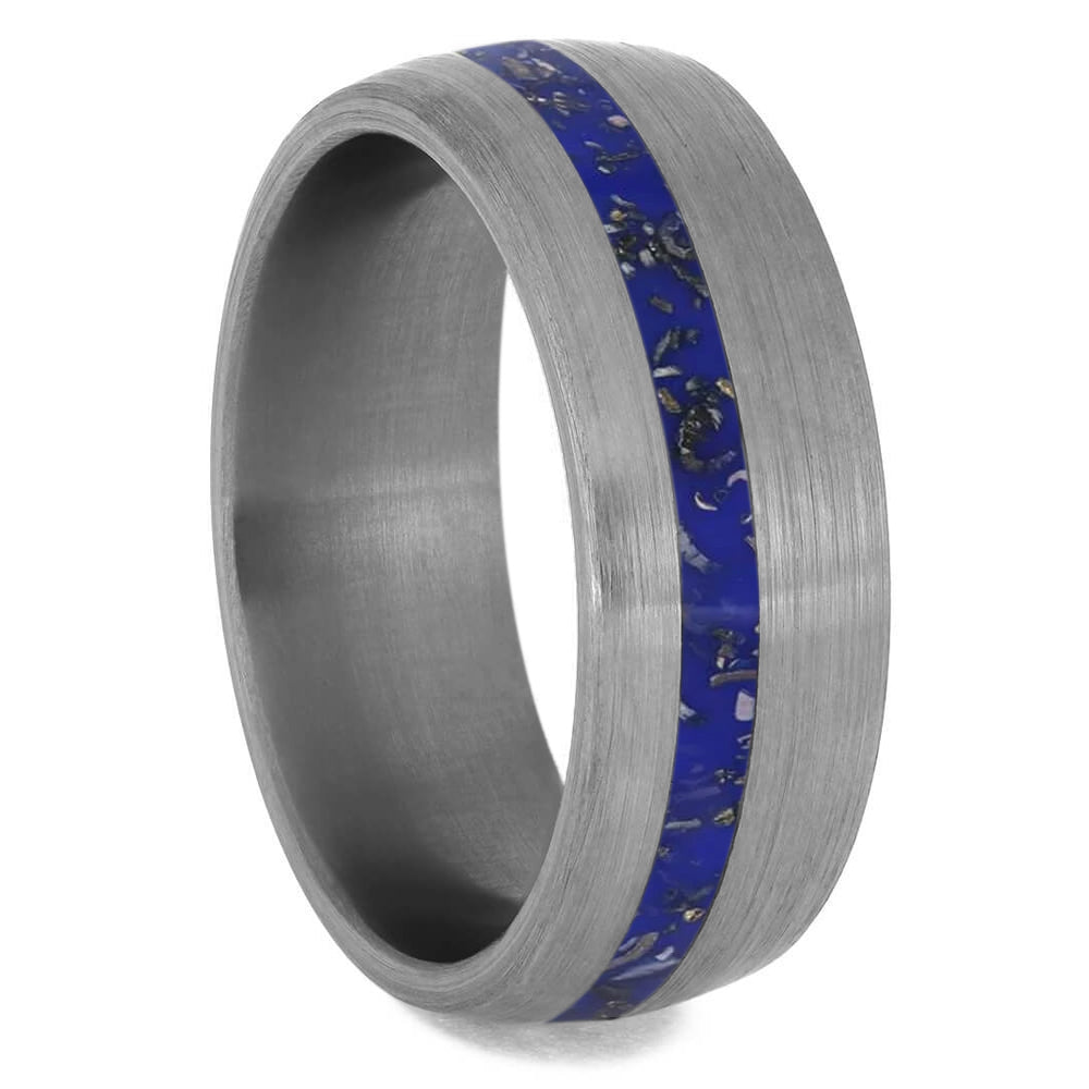 Black Stardust™ Men's Wedding Band in Brushed Titanium-4234 - Jewelry by Johan