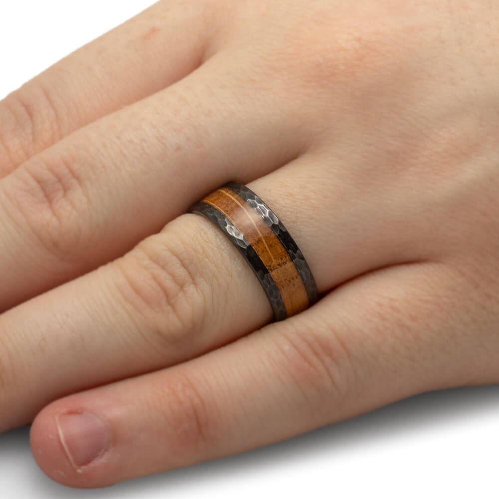 Whiskey Barrel Ring with Hammered Finish