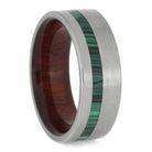Malachite Ring With Bloodwood Sleeve In Matte Titanium, Size 9.75-RS9067 - Jewelry by Johan