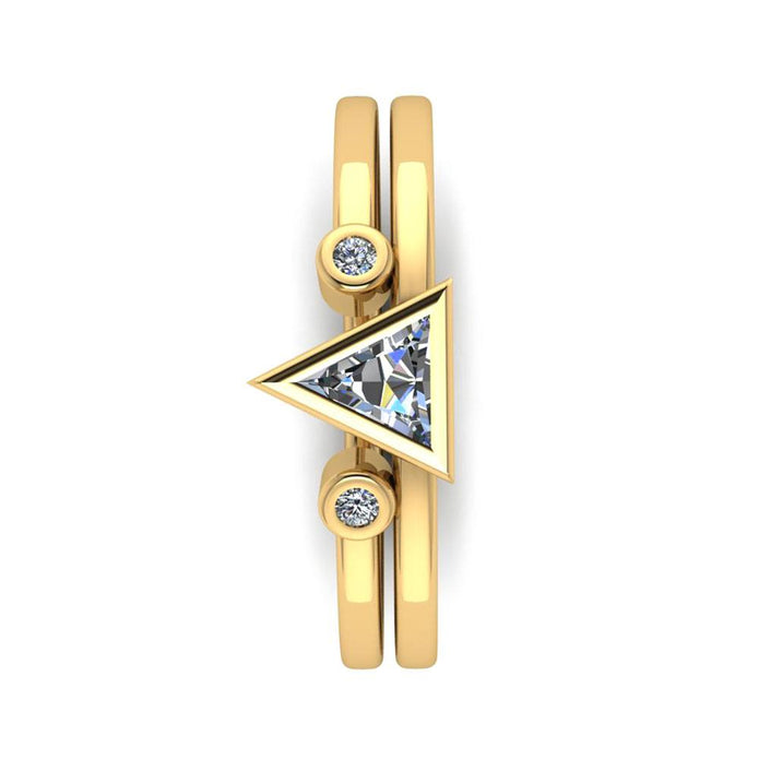 Triangle Diamond Bridal Set Fashioned In 10k Yellow Gold-2978 - Jewelry by Johan