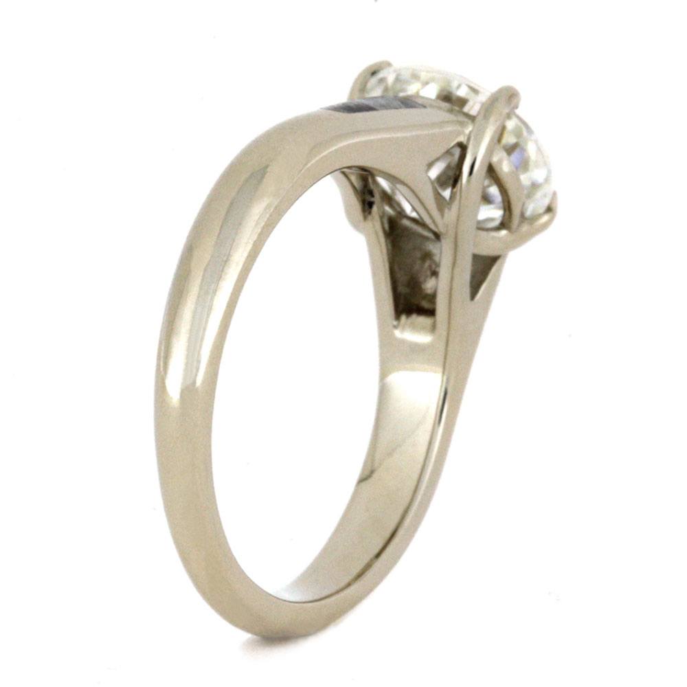 White Gold Engagement Ring With Moissanite And Meteorite Accents-3215 - Jewelry by Johan