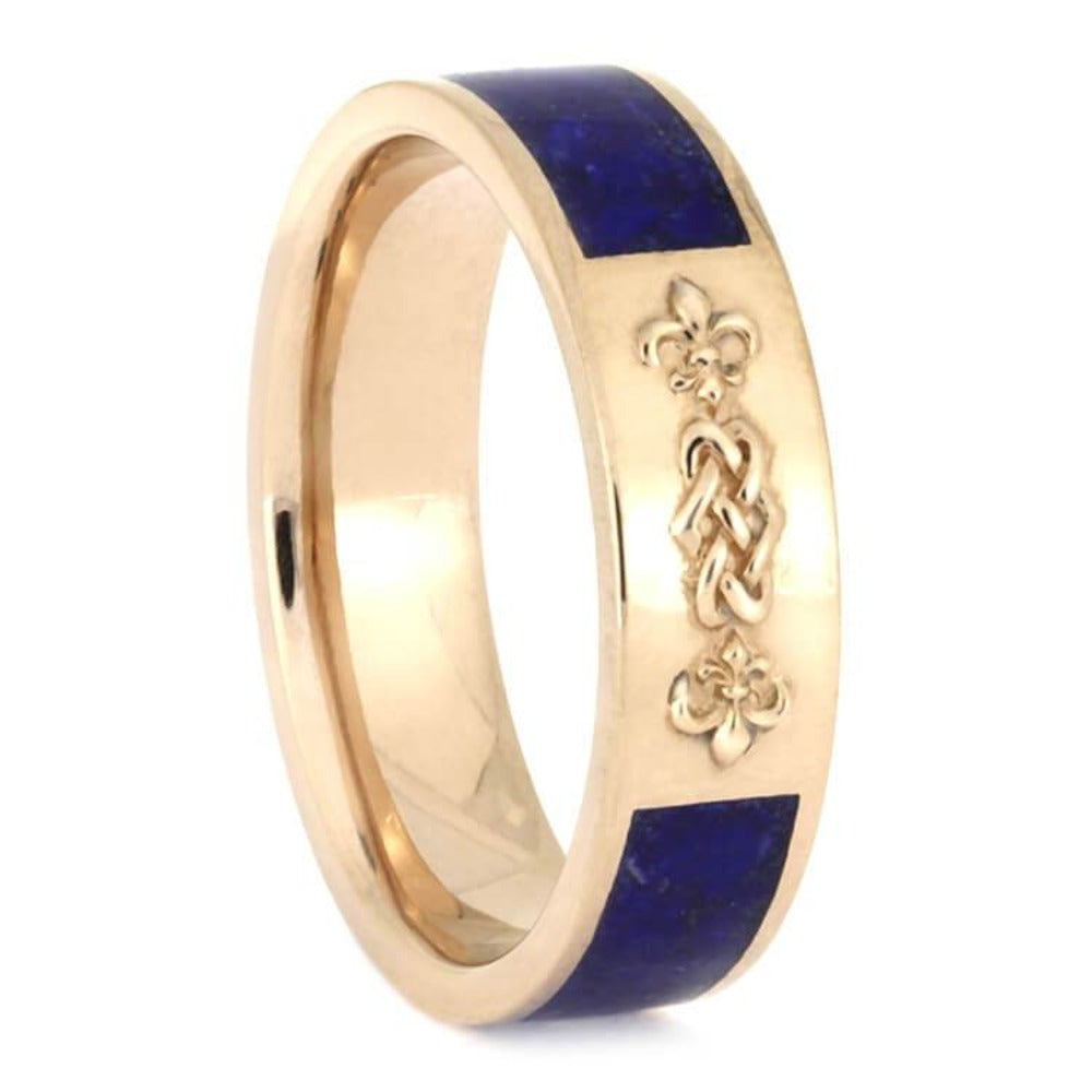 Celtic Knot Wedding Band, Lapis Lazuli Ring With Rose Gold-2641 - Jewelry by Johan