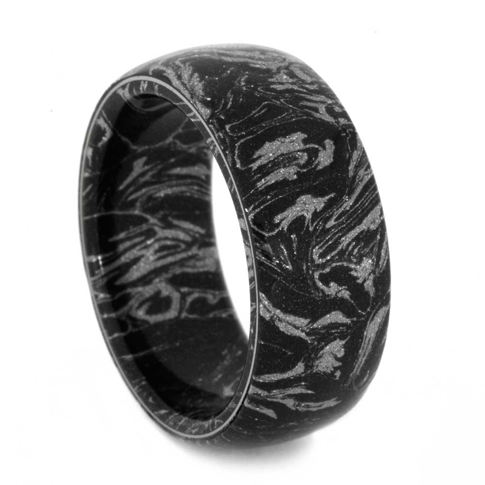 Mens Wedding Band, Black and White Mokume Gane Ring-2990 - Jewelry by Johan