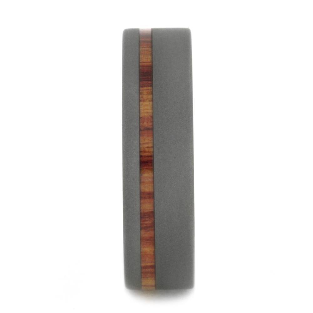 Sandblasted Titanium Ring With Tulipwood Sleeve-1907 - Jewelry by Johan