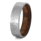 Hammered Titanium Wedding Band With A Mahogany Wood Sleeve-3435 - Jewelry by Johan