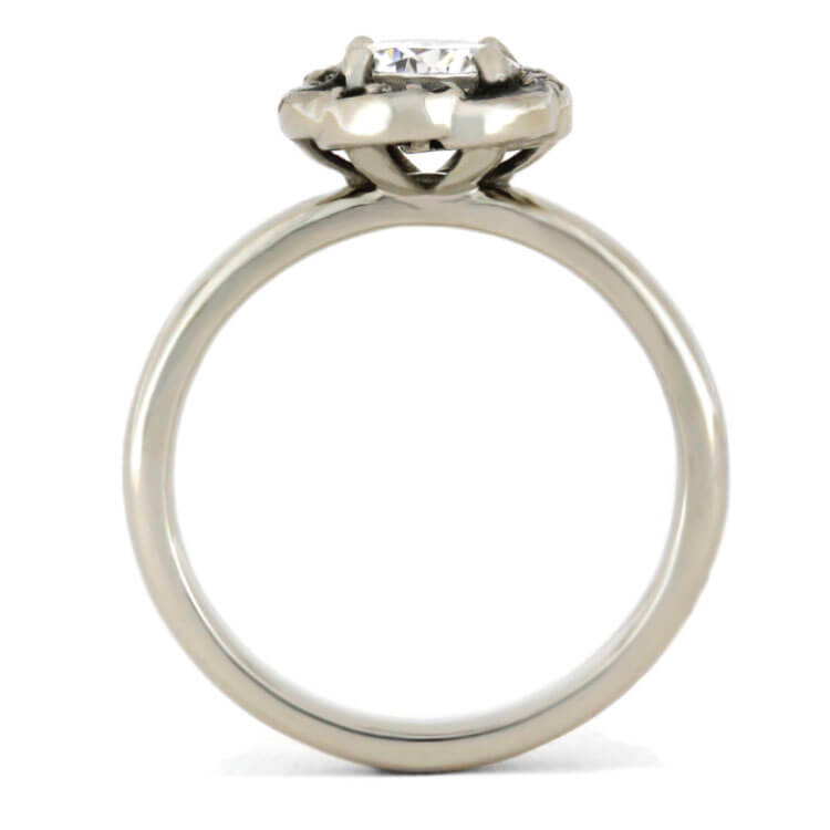 Engagement Ring, Moissanite In White Gold Ring, Meteorite Ring For Women-3376 - Jewelry by Johan