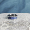 Colorful Titanium Ring with Blue Antler Inlay