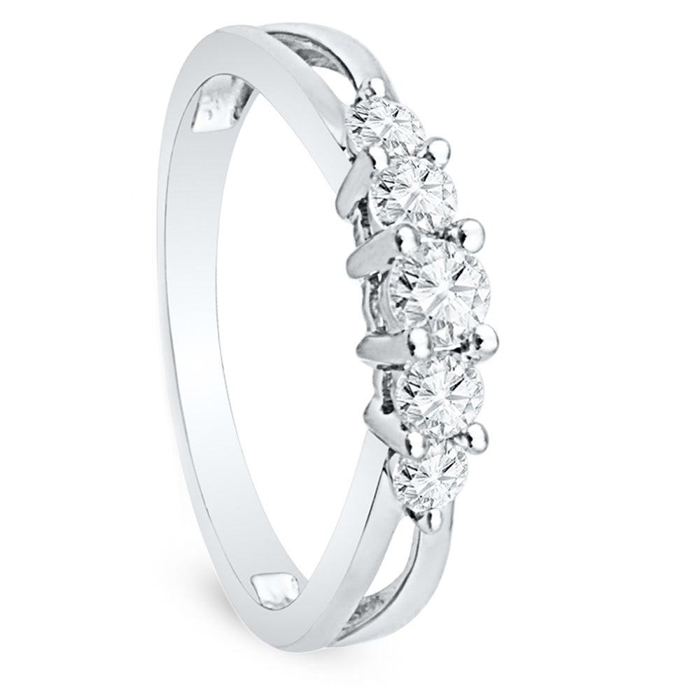 Five Stone Diamond Ring in Sterling Silver-SHRFK8988-SS - Jewelry by Johan