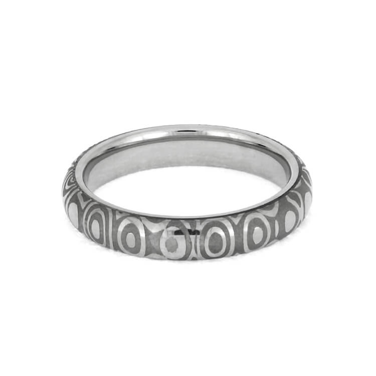 Narrow Steel Wedding Band, Damascus Ring Made With Stainless Steel-2613 - Jewelry by Johan