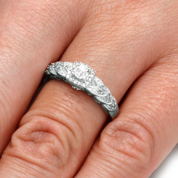 Halo Diamond Engagement Ring in Sterling Silver-SHRP072961DAW-SS - Jewelry by Johan