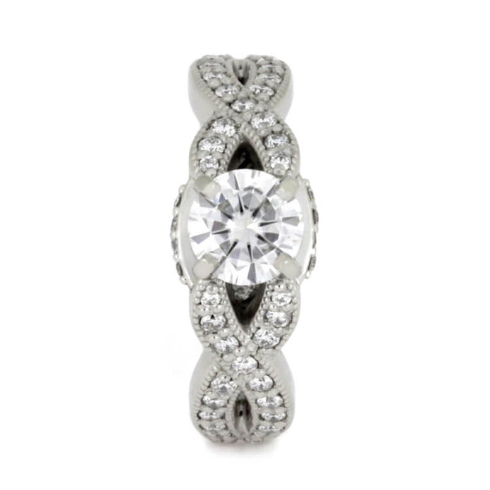 Moissanite Engagement Ring With Diamonds in Platinum-3671 - Jewelry by Johan