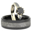 Black Diamond Meteorite Wedding Ring Set