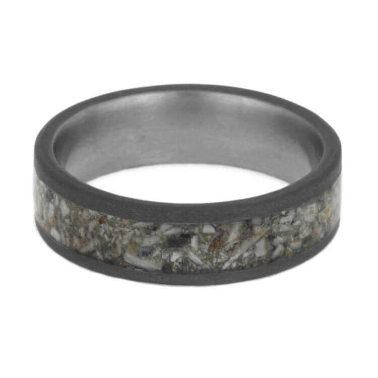 Sandblasted Titanium Ring Inlaid With Ashes-2690 - Jewelry by Johan