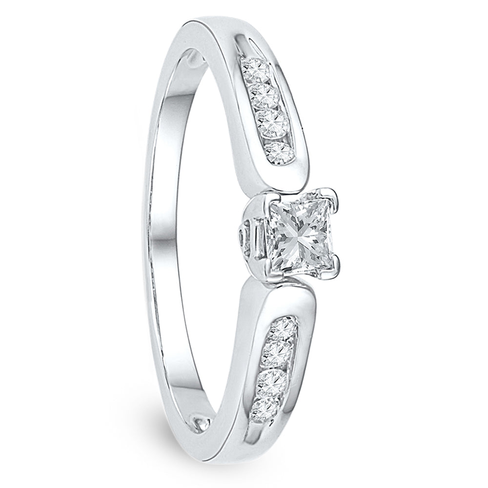 Princess Cut Diamond Engagement Ring With Accented Band
